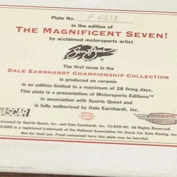 NASCAR Dale Earnhardt plate set - Picture 6 of 7